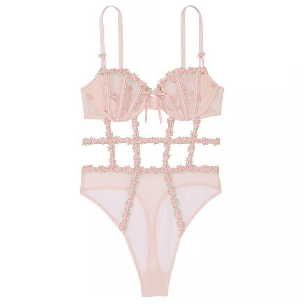 New! Victoria's Secret Wicked Unlined Lace Teddy Pink Fizz 45825